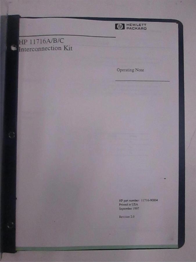 Used HP Model 11716A/B/C Interconnection Kit Operating Note, Used