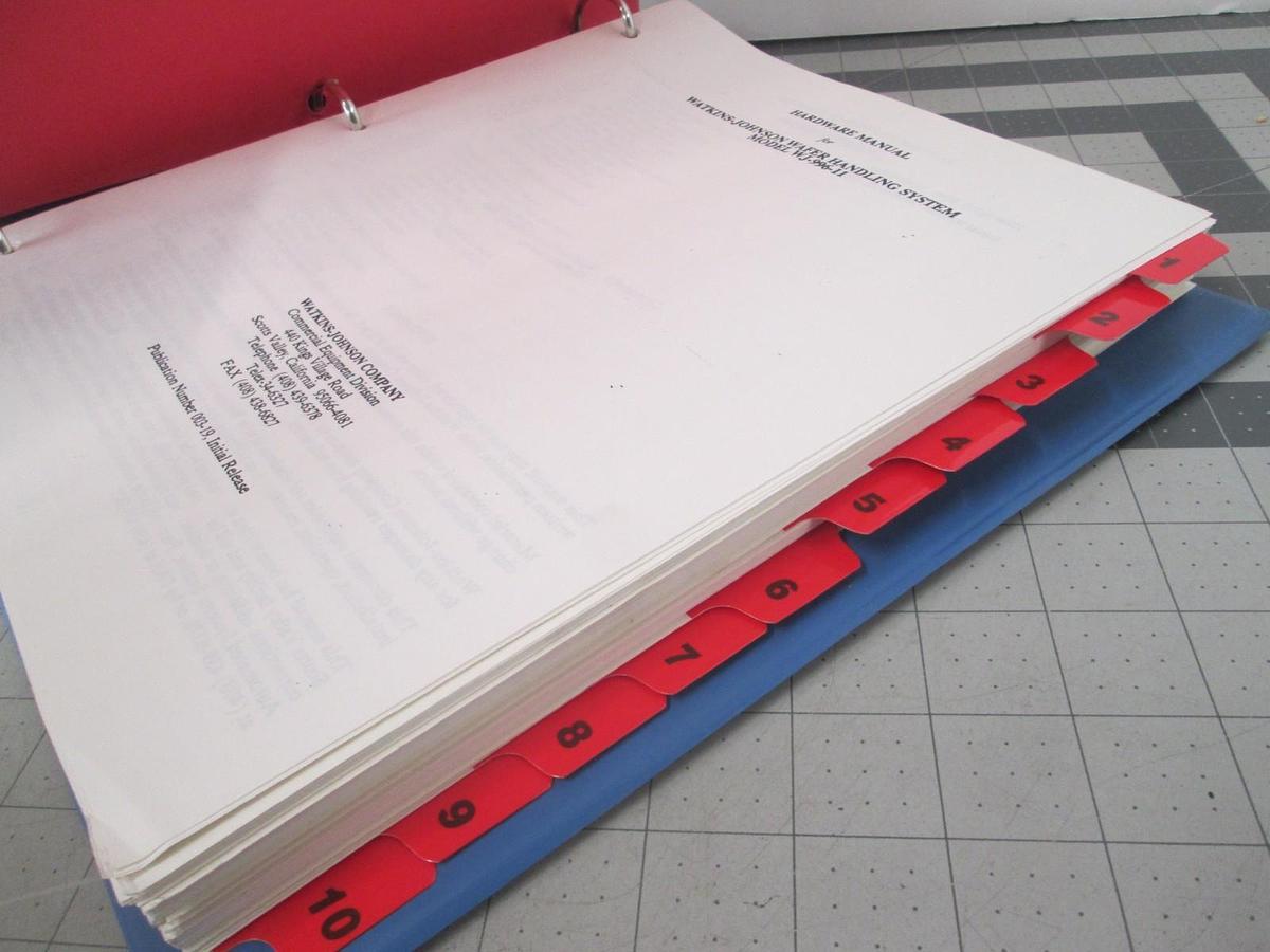 Used Watkins Johnson, Wafer Handling System WJ 996-11 Hardware Manual, Used