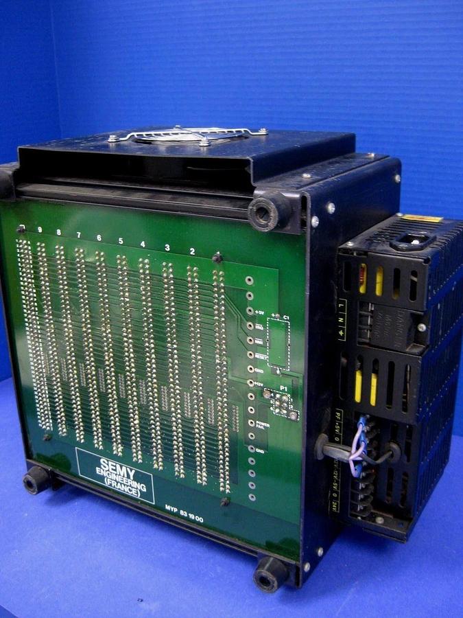 Used Semy Engineering MYPRO Card Cage w/ 10 Boards + MYP 820800A Front Board, Used