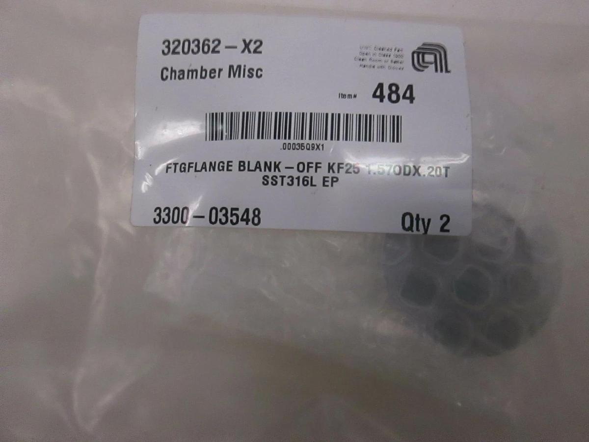 AMAT, FTG Flange Blank- OFF KF25 1.570DX.20T, 3300-03548, New, Lot of 2