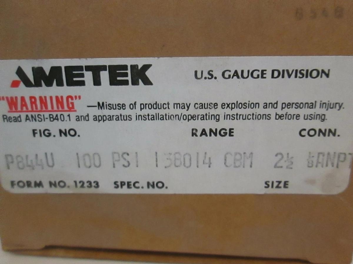 Ametek, P844U, 100 PSI Gauge, 138014 CBM, New