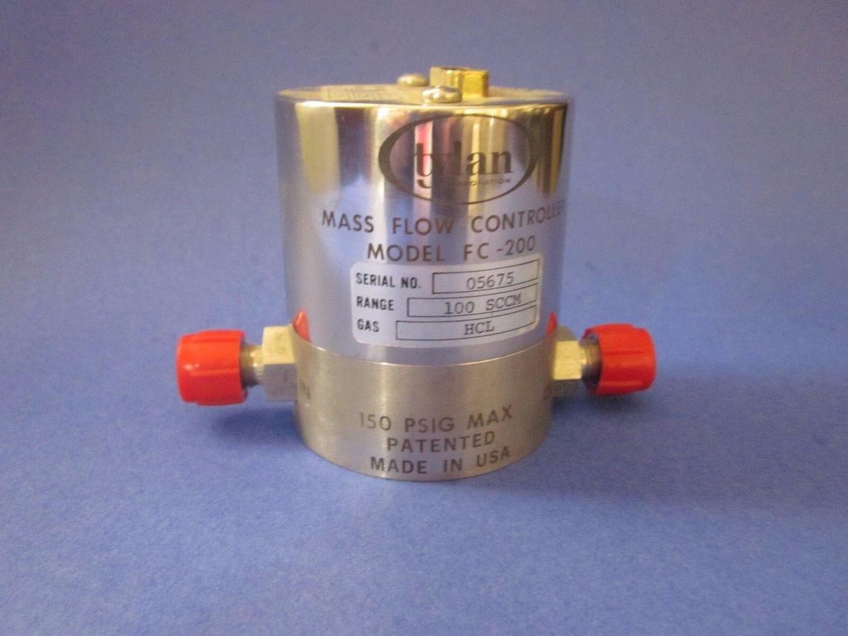Used Tylan FC-200 Mass Flow Controller MFC, HCL, 100 SCCM, Used, antique