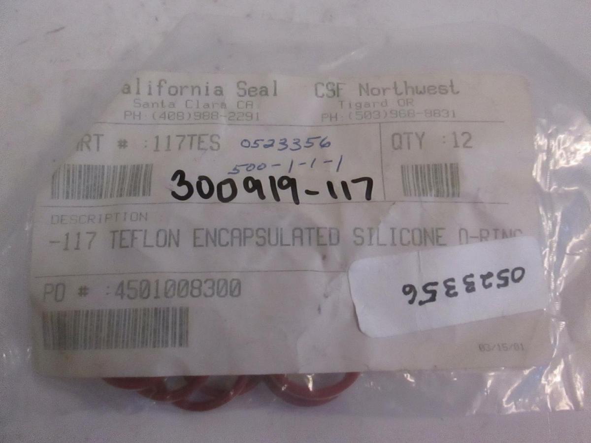 Used California Seal, 117TES, Red Teflon Encapsulated Silicone, O-Ring Lot of 12