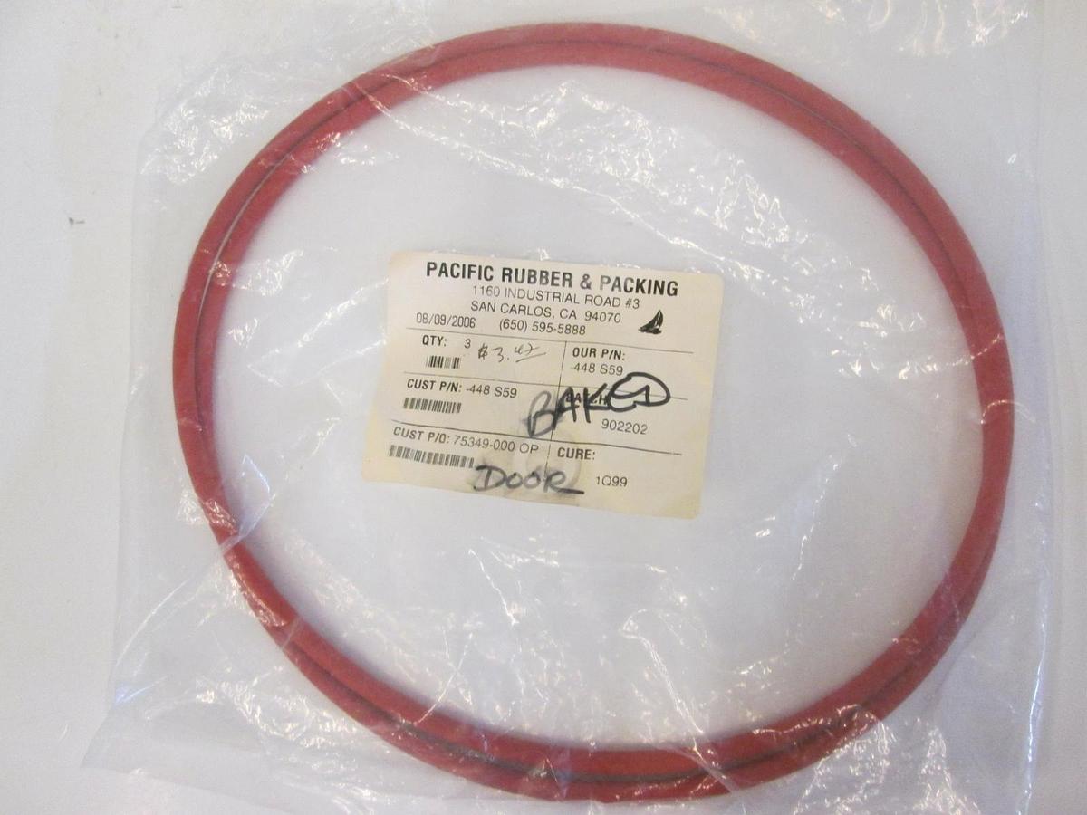 Used Pacific Rubber, Silicone Baked Red 448S59, O-Ring Lot of 2