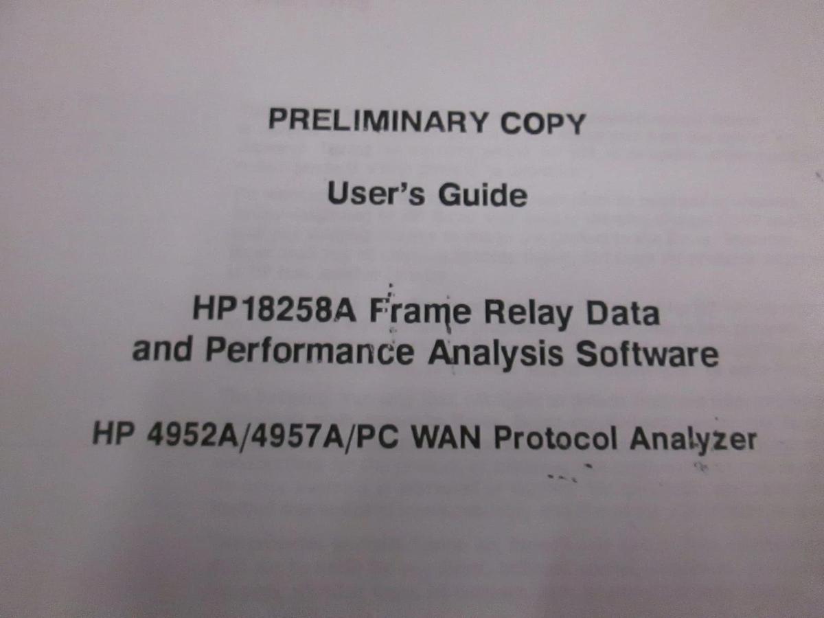Used HP 18258A Frame Relay Data and Performance Analysis User's Guide, Used