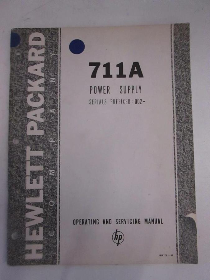 Used HP Model 711A Power Supply Operating and Servicing Manual, Used