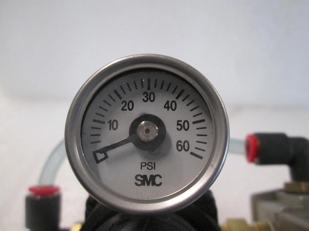 SMC, VTA301-02-B, Air Operated Valve Assy w/ Regulator and 0-60 PSI Gauge, Used