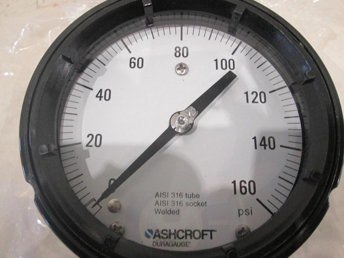 Ashcroft, Duragauge, 4-1/2", 0-160 PSI, Silicone Fill, New