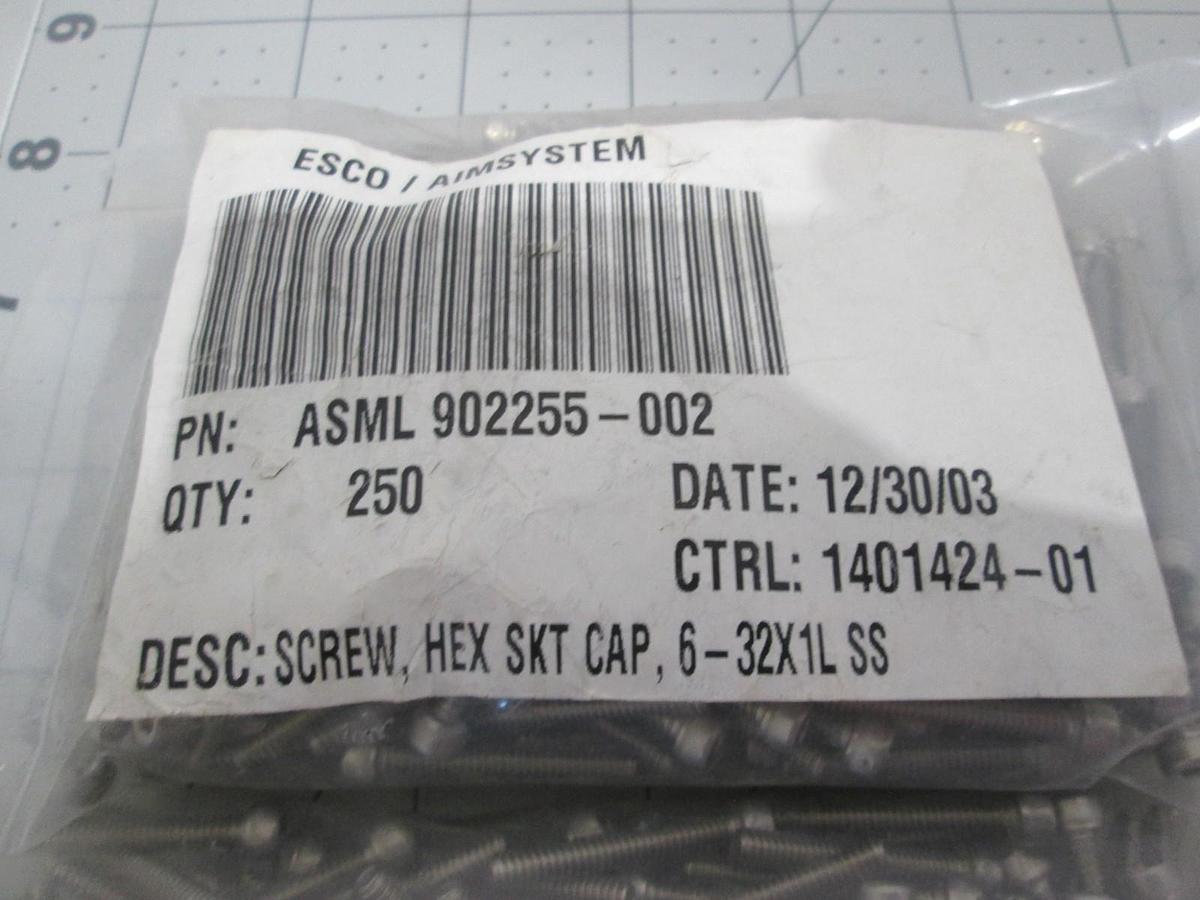 Esco/Aimsystem, Screw, Hex SKT CAP, 6-32X1LSS, New, Lot of 500