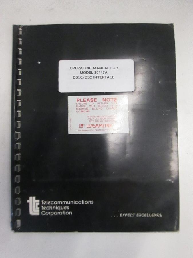 Used TTC DS1C/DS2 Interface Model 30447A, Operating Manual, Used