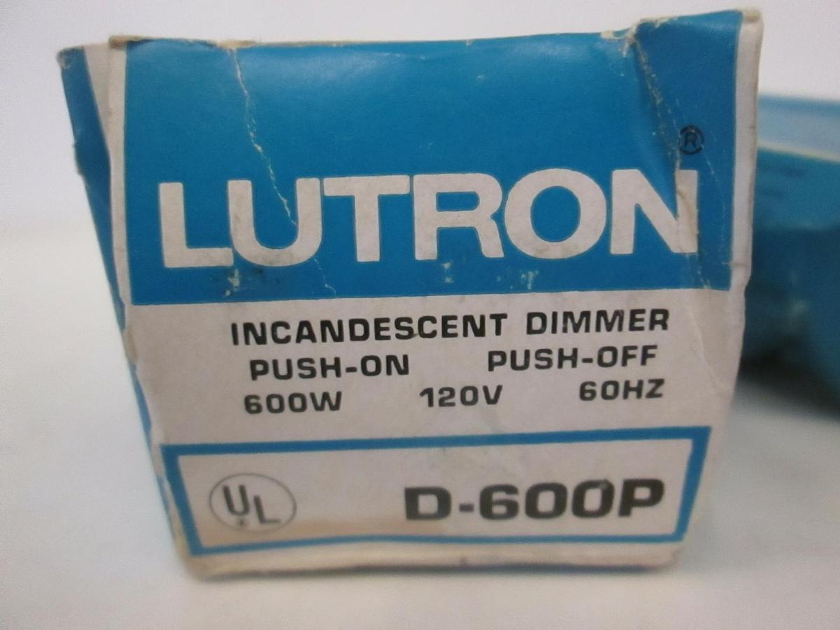 Lutron, D-600P, Incandescent Dimmer, New, Lot of 2