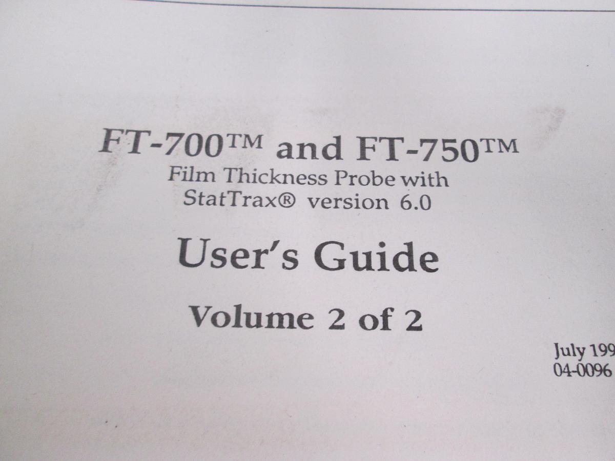Used Tencore, FT-700 and FT-750, Film Thickness Probe User's Guide, Volume 2, Used