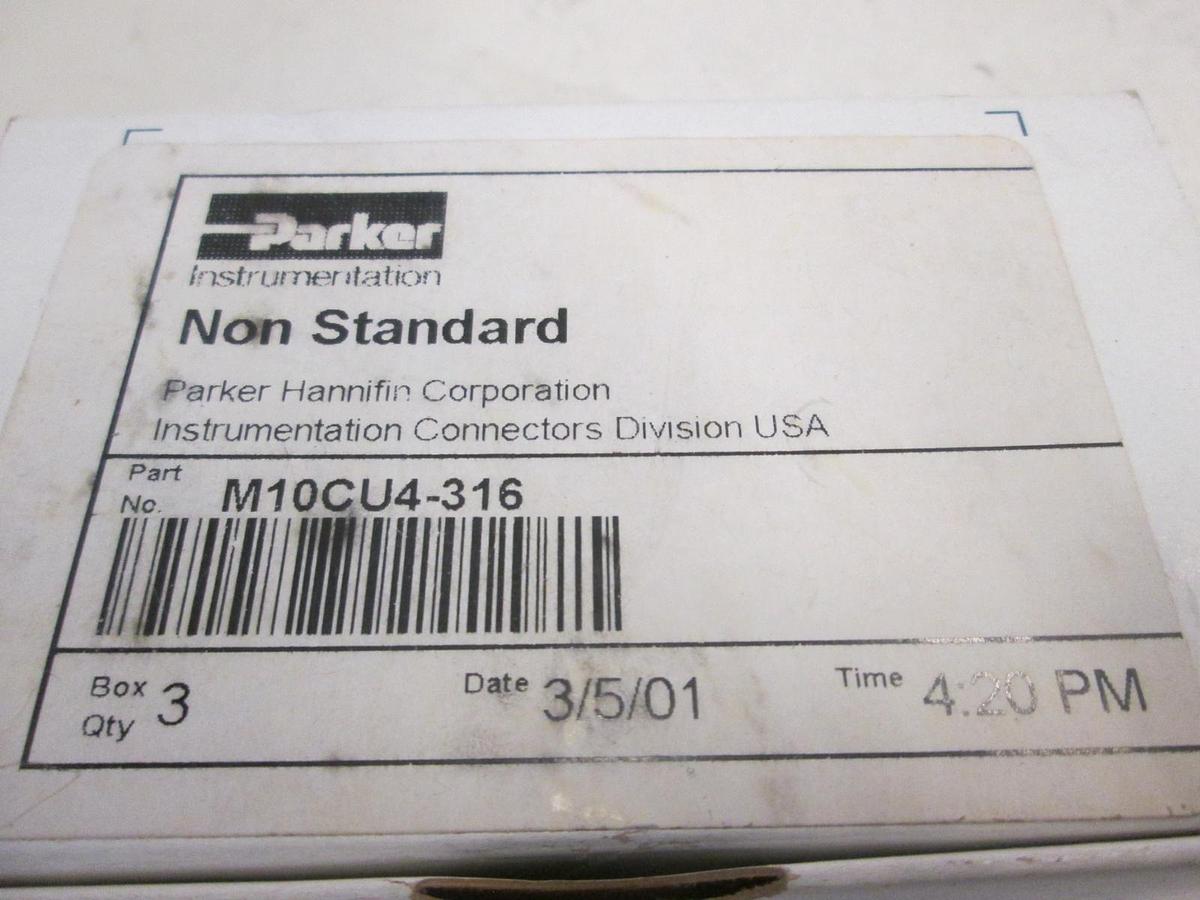 Used Parker, M10CU4-316, Union Coupling, Box of 4, New