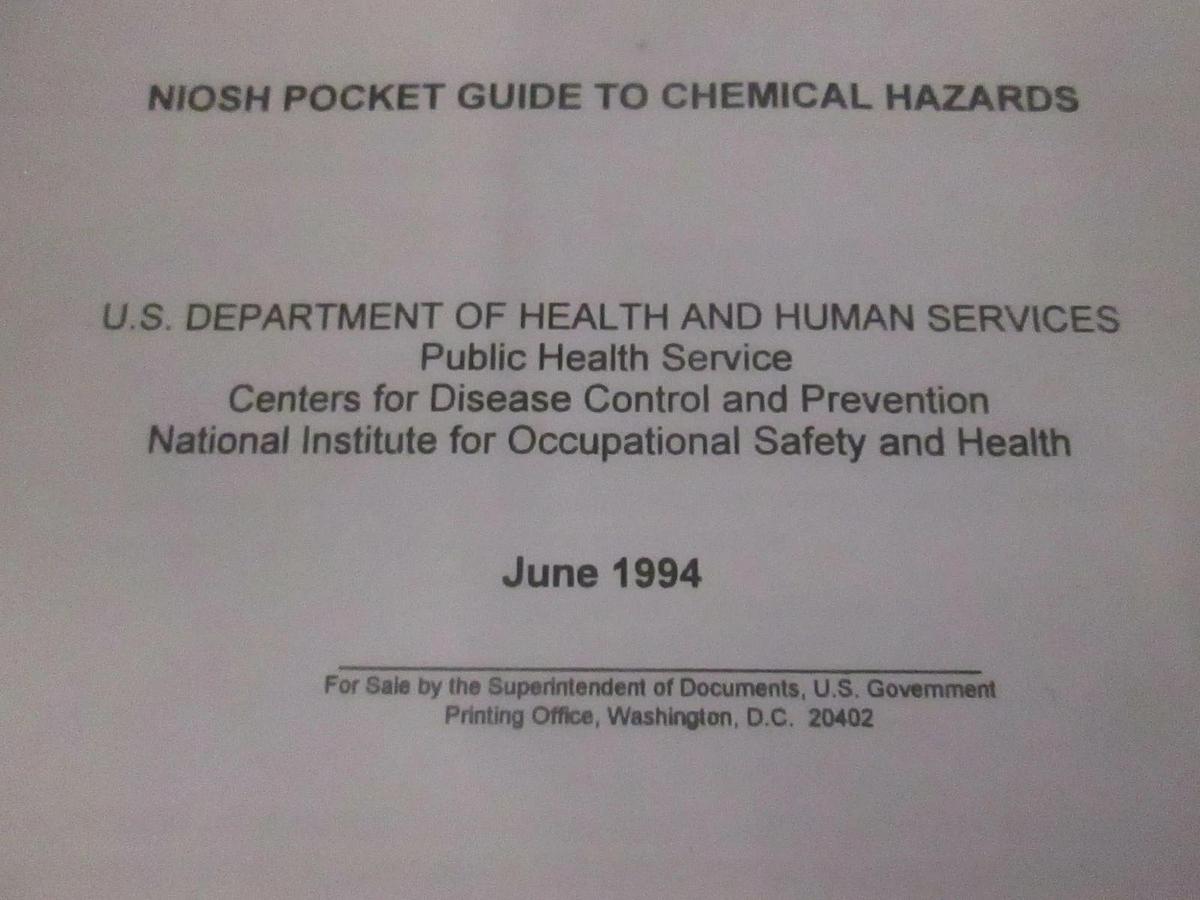 Used NIOSH, Pocket Guide To Chemical Hazards, 1994, Used