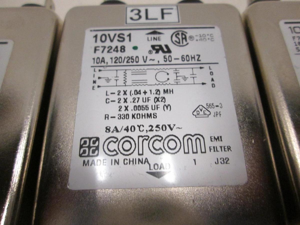 Corcom, 10VS1, F7248, 8A/40C, 250V, EMI Filter, New, Lot of 3