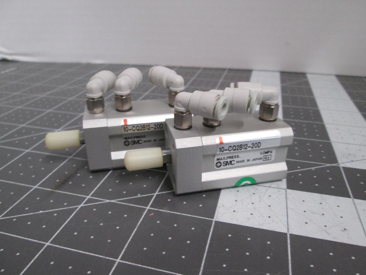 Used Lot of 2 SMC 10-CQ2B12-20D Clean Series Compact Air Cylinder 12mm Bore 20mm