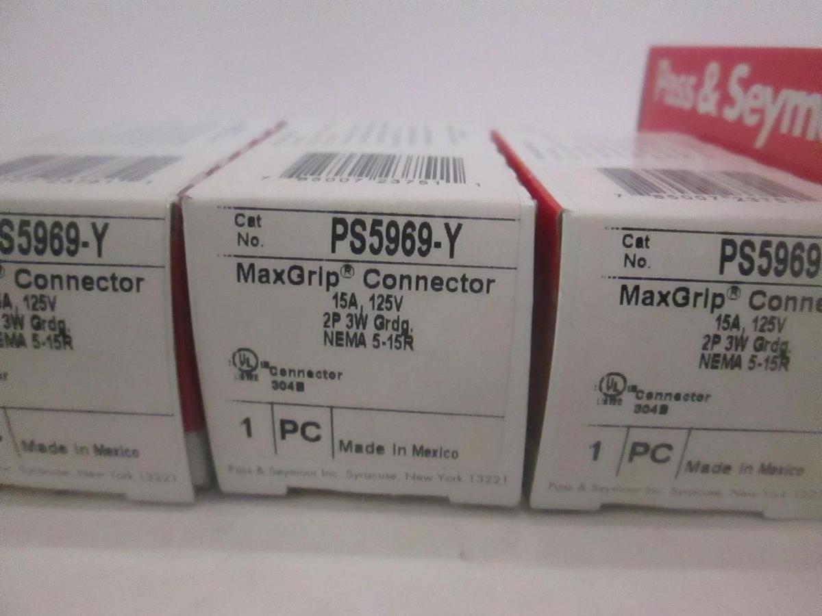 Legrand, MaxGrip Connector PS5969-Y Lot of 3 New and One L620-C Turnlok, New