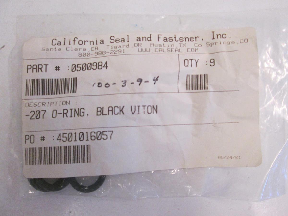Used California Seal, 0500984, Silicone Black Viton -207, O-Ring Lot of 9