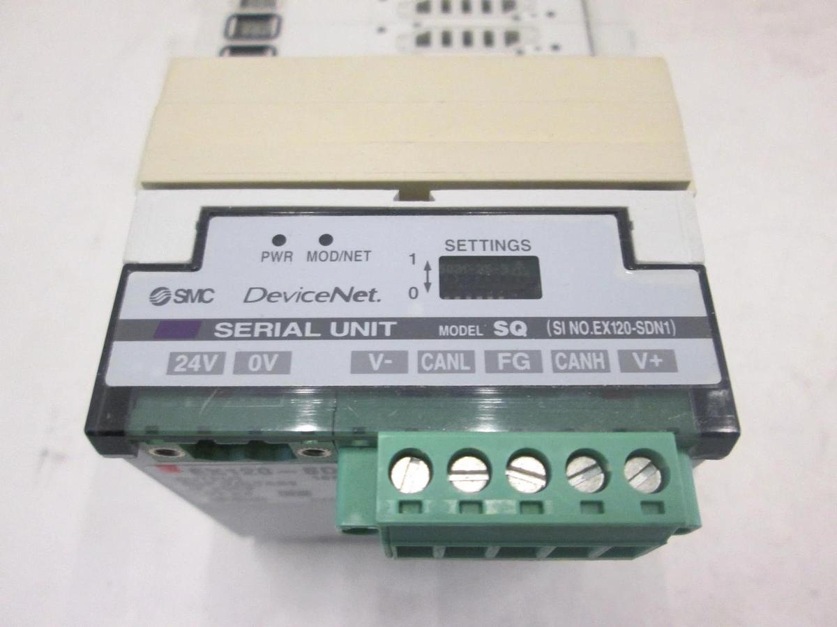 Used SMC, EX120-SDN1, DeviceNet Interface Module Assy w/ 8 Position, No Valve, Used