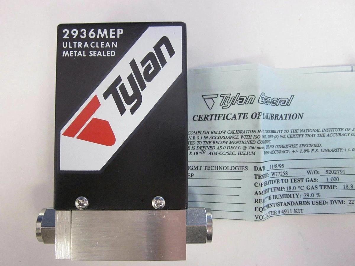 Used Tylan FM-3936MEP MFC, Range- 5SLPM, Gas- N2, 1/4" Male VCR In/Out