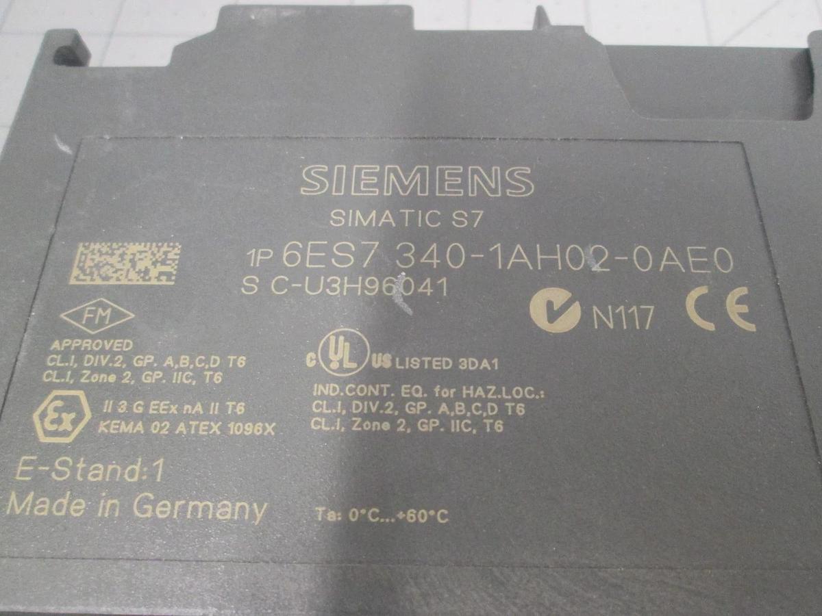 Used Siemens, Simatic S7, 6ES7 340-1AH02-0AE0, Communication Module, Used