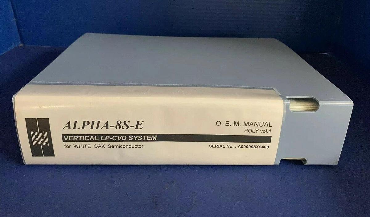 Used Tokyo Electron ALPHA-8S-E Vertical LP-CVD POLY O.E.M. Manual Volume 1, Used
