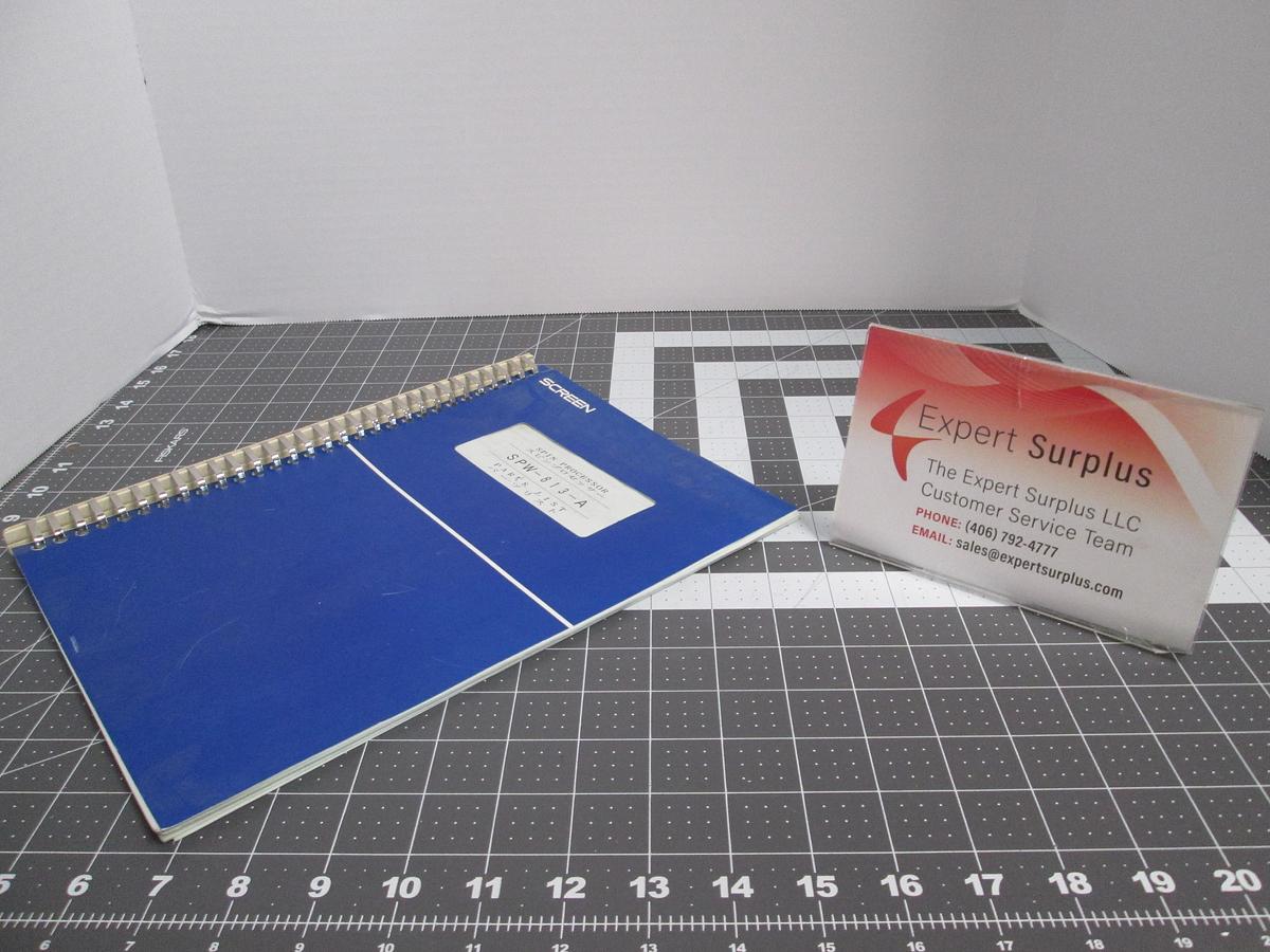 Used SCREEN DNS, SPW-813-A, Spin Processor Wet Etcher Parts List Manual Semiconductor 