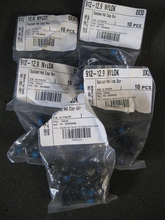 Used McMaster Carr M8x30 Socket Head Cap Screw, DIN 912, Class 12.9, Lot of 200