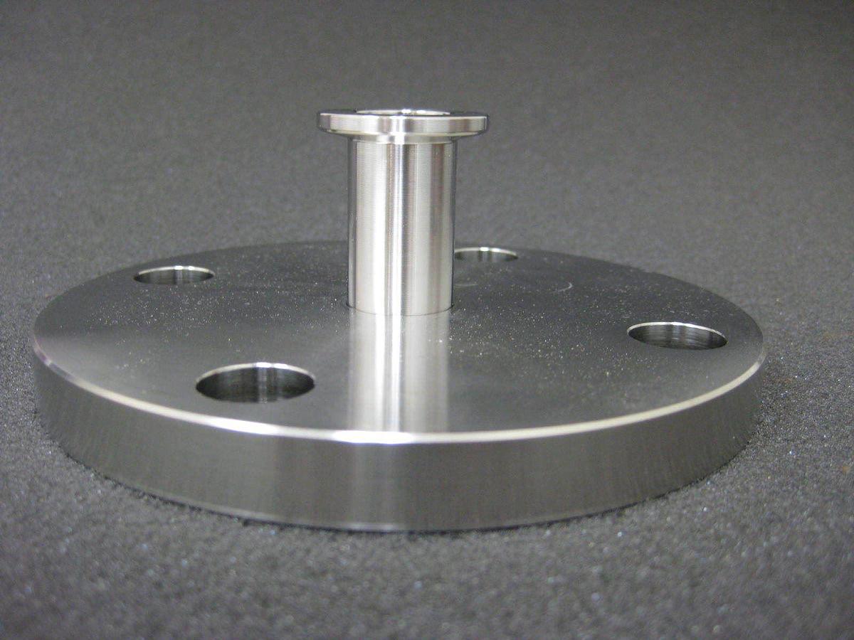 Used Stainless Steel Vacuum Assy: 5" F to NW16 Adapter, Centering Ring & Clamp