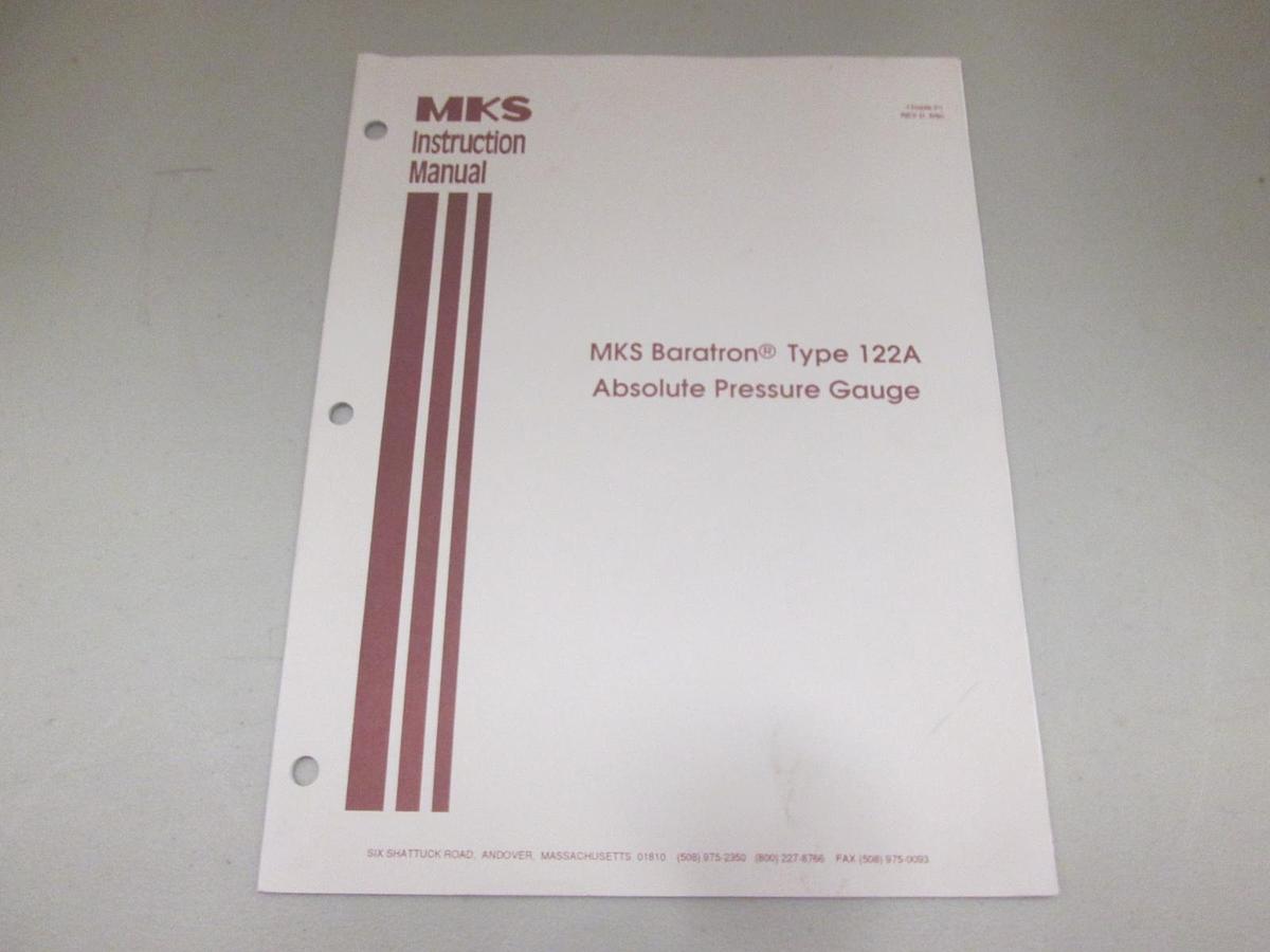 Used MKS, Type 122A Absolute Pressure Gauge Instruction Manual, 110448-P1, Used