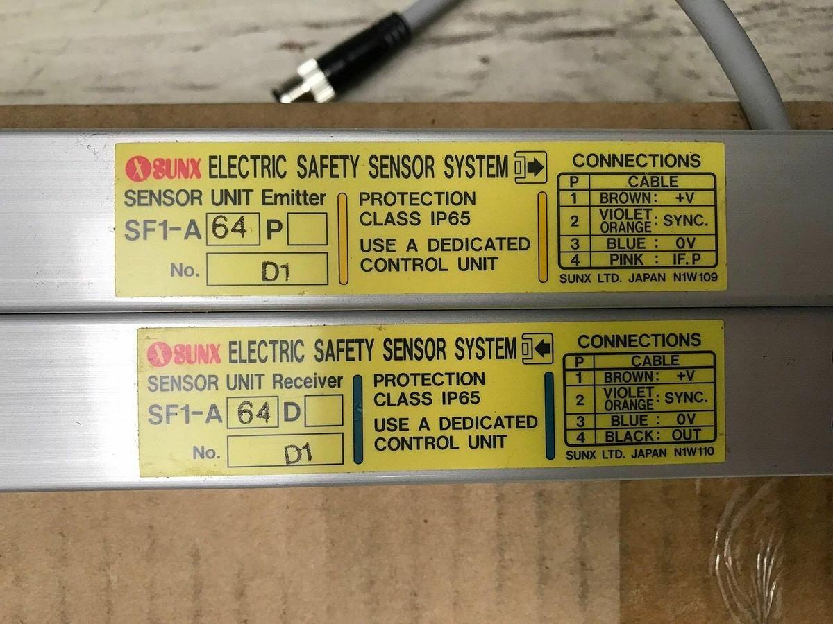 Used SUNX SF1-A64P / SF1-A64D Safety Light Curtain Emitter and Receiver, 1260mm, New