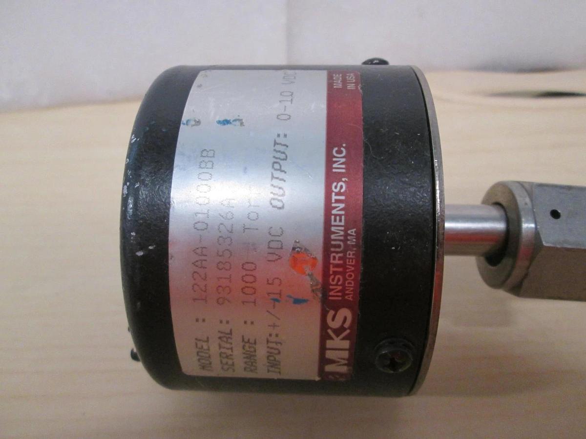 Used MKS Baratron, 122AA-01000BB, Transducer, 93185326A 1000 Torr, 1/2 FVCR, Used