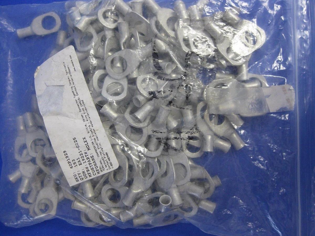 Molex 19221-0225 Battery Cable Lug for 8AWG Wire, 5/16" Stud, Lot of 153
