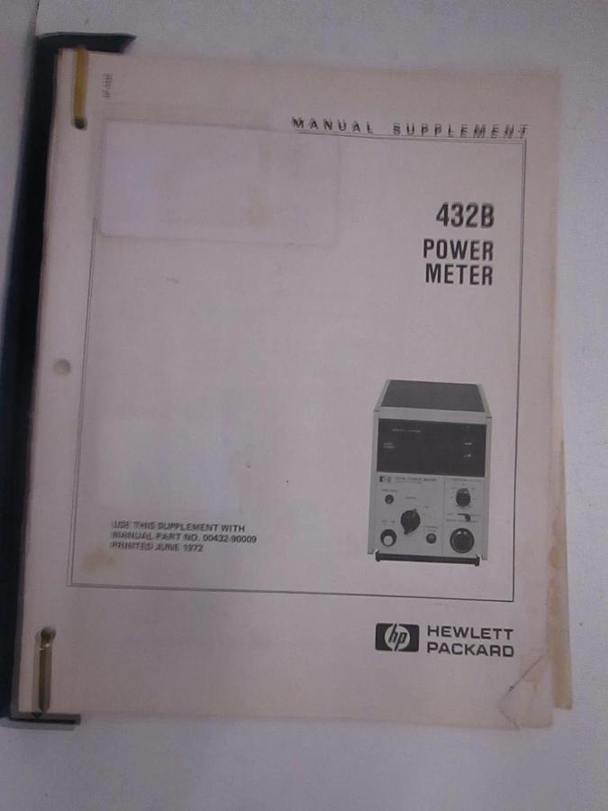 Used HP Manual Supplement for 432B Power Meter, Used