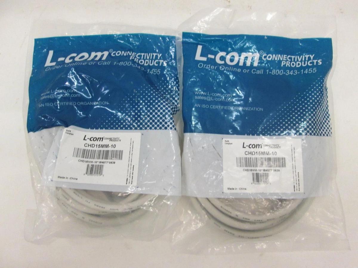 L-Com Connector Cable, CHD15MM-10, New, Lot of 2