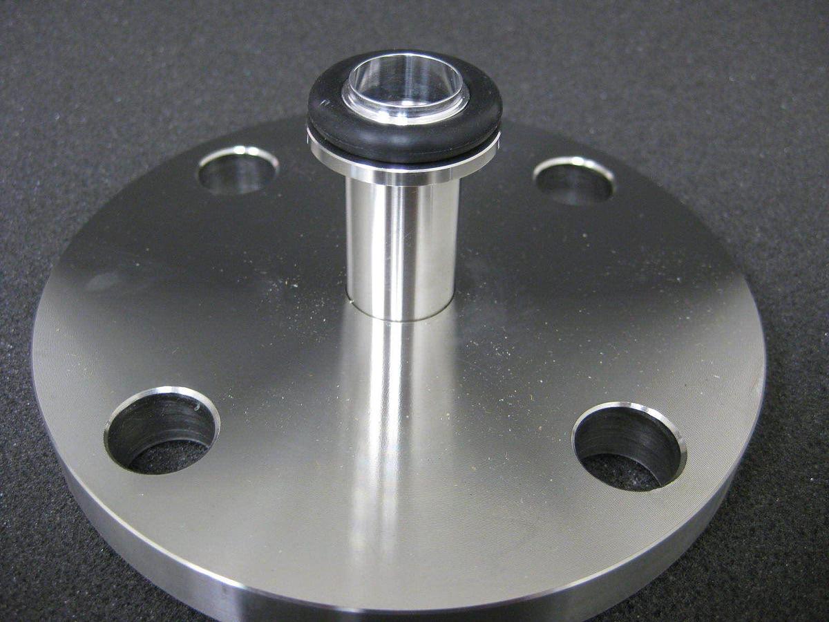 Used Stainless Steel Vacuum Assy: 5" F to NW16 Adapter, Centering Ring & Clamp