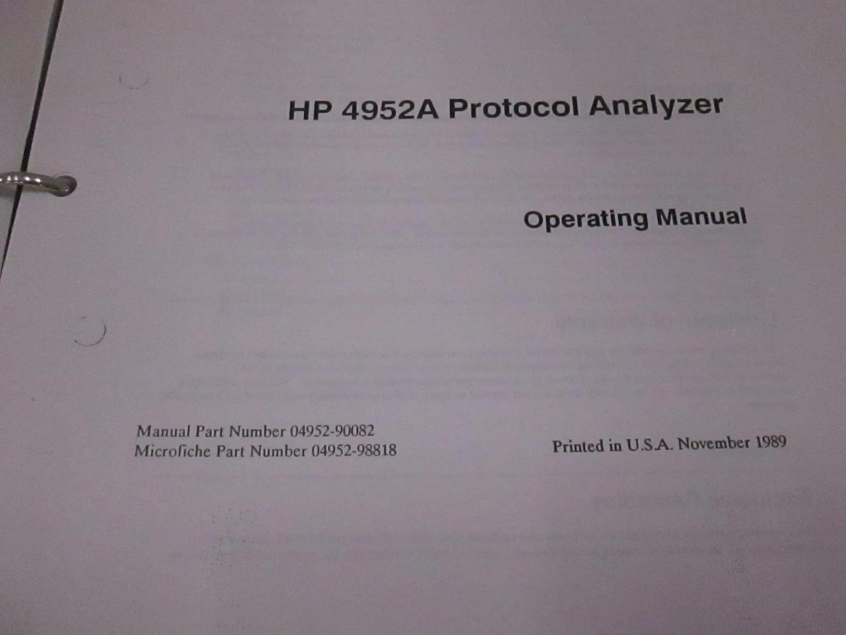 Used HP Model 4952A Protocol Analyzer Operating Manual, Used