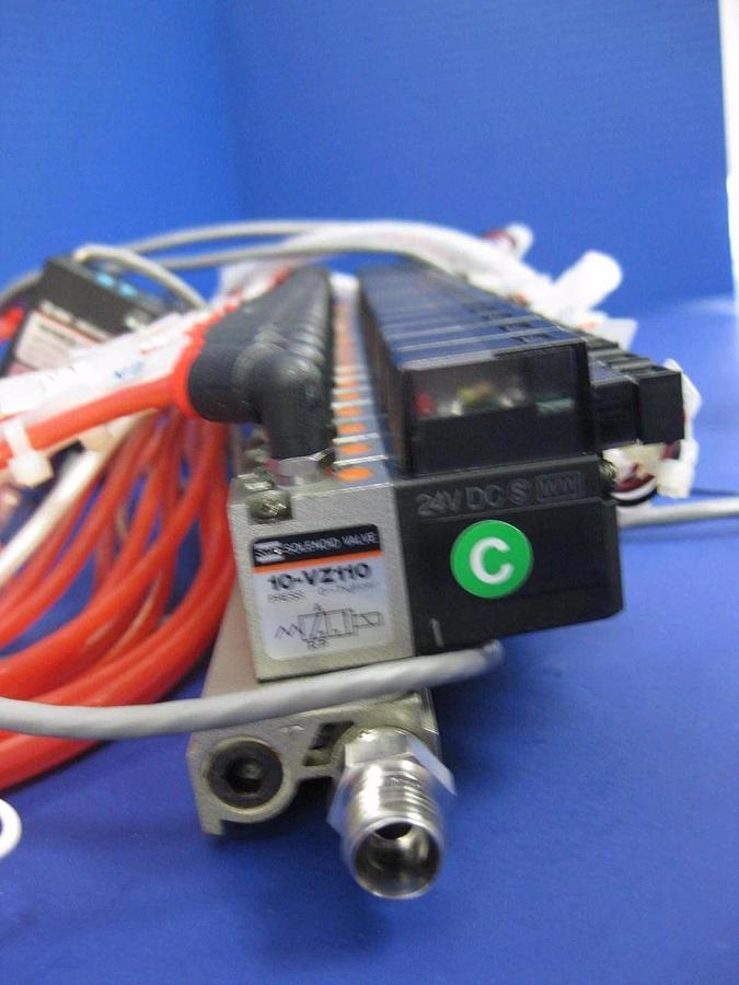 Used SMC 10-VZ110 Valve Assembly w/ 26 Valves, 2 Manifold, IPS 122 & Pressure Switch