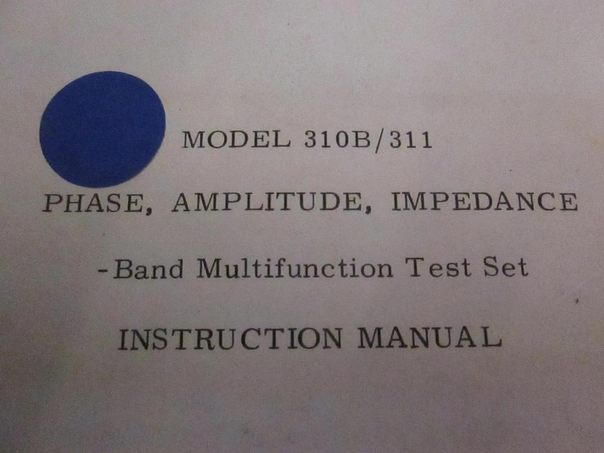 Used Wiltron Model 310B/311 Phase, Amplitude, Impedance Instruction Manual, Used