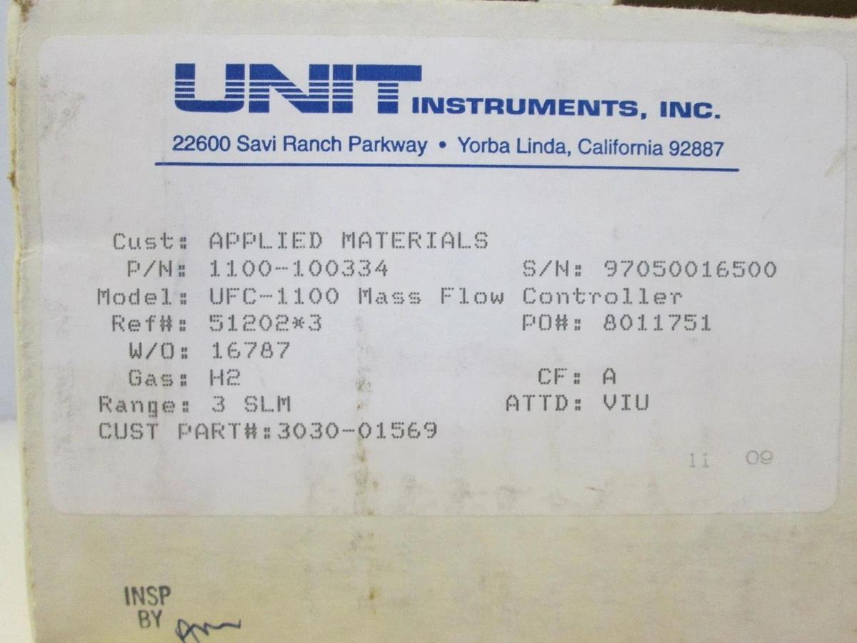 Used Unit UFC-1100 Mass Flow Controller, H2, 3 SLM, Refurbished
