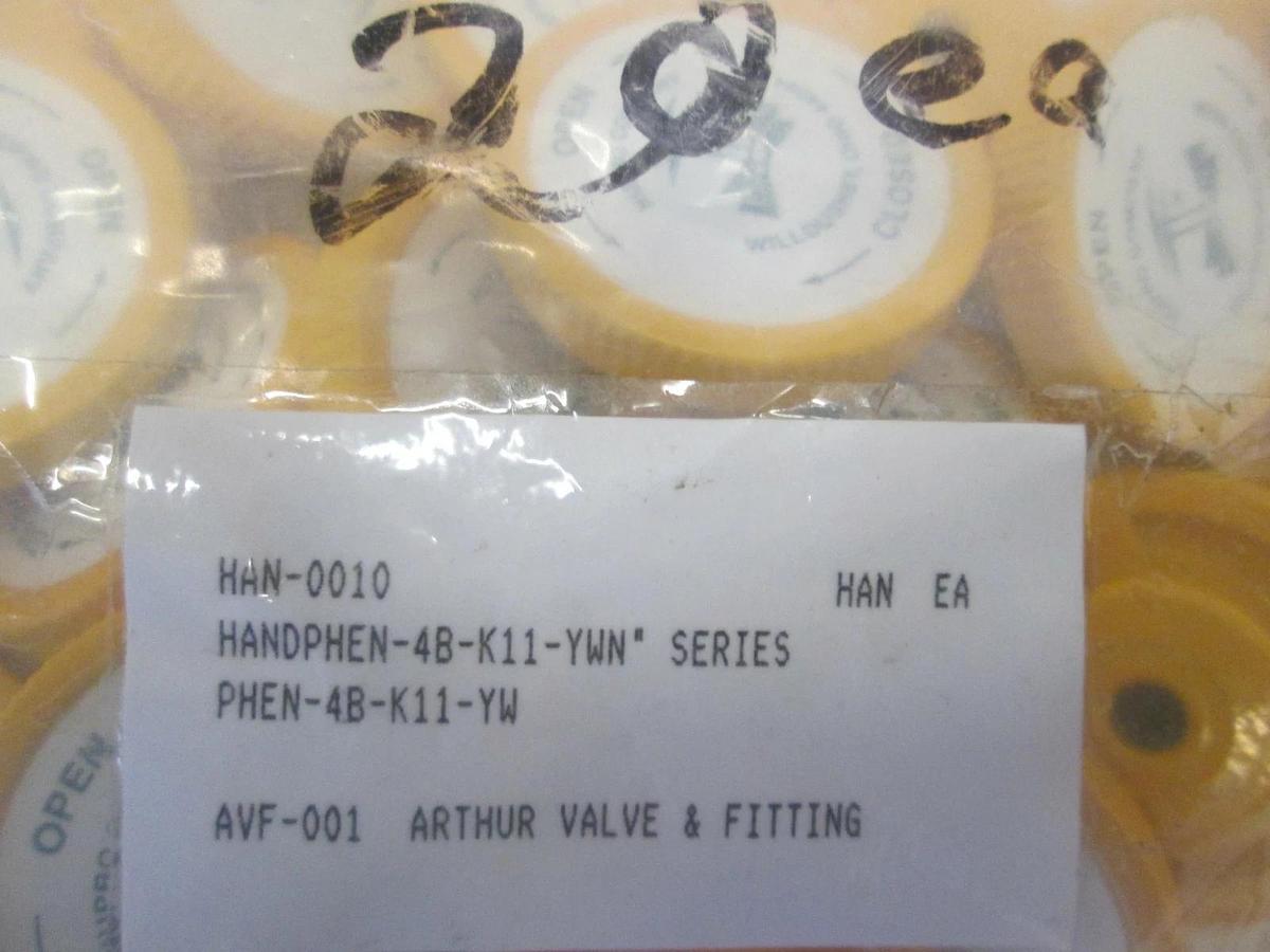 Nupro, PHEN-4B-K11 Phenolic Handle for Bellows Sealed Valve, Yellow, Lot of 20