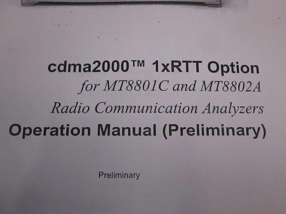 Used Anritsu cdma2000, 1xRTT Option Preliminary Operating Manual, Used