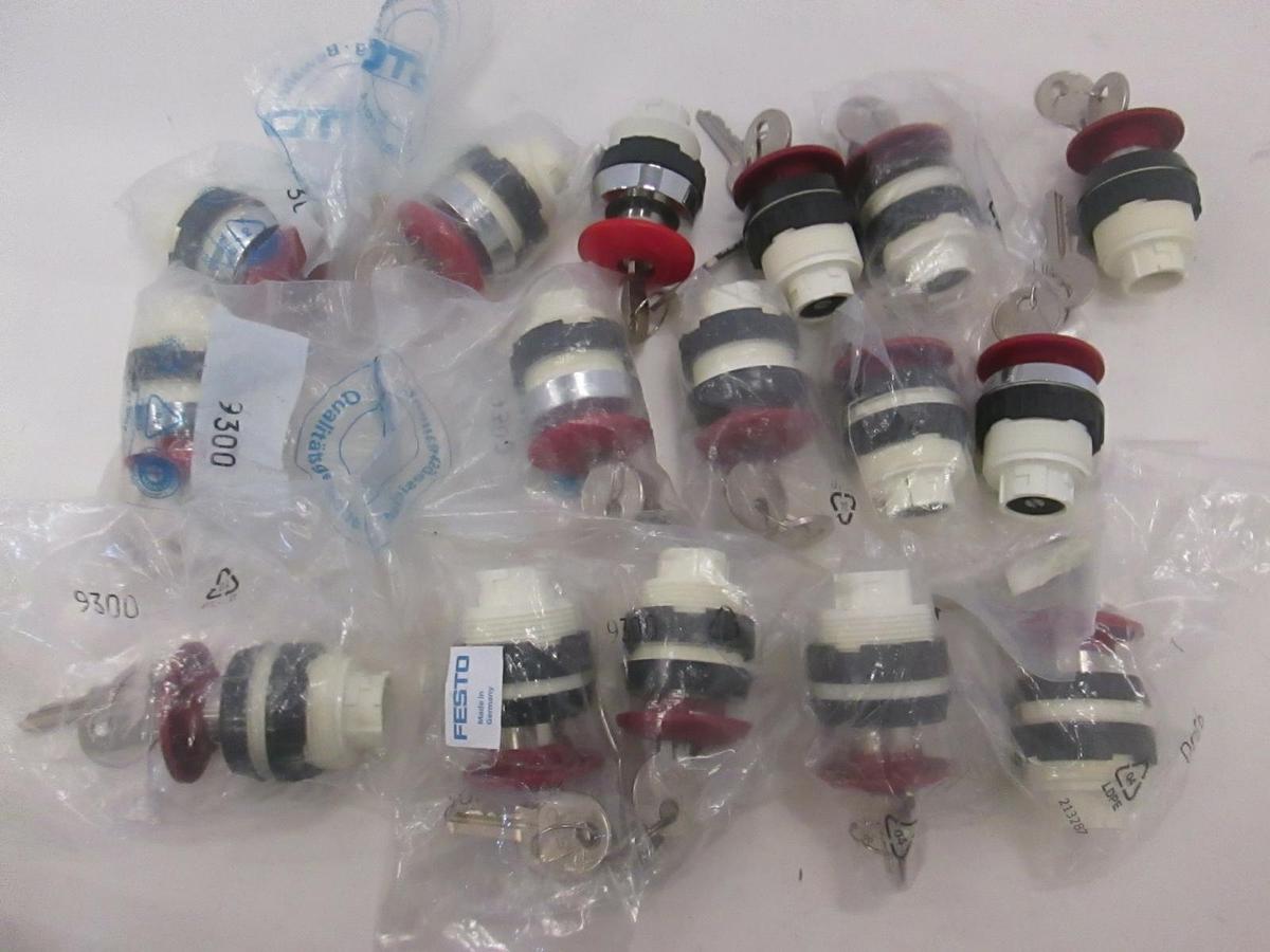 Festo, Push Button Switch w/Key, 9300, New, Lot of 8