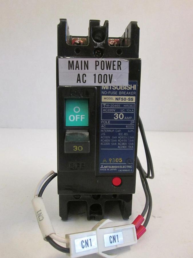 Used Mitsubishi No- Fuse Breaker NF50-SS, 30A, 2 Pole, 600V Used