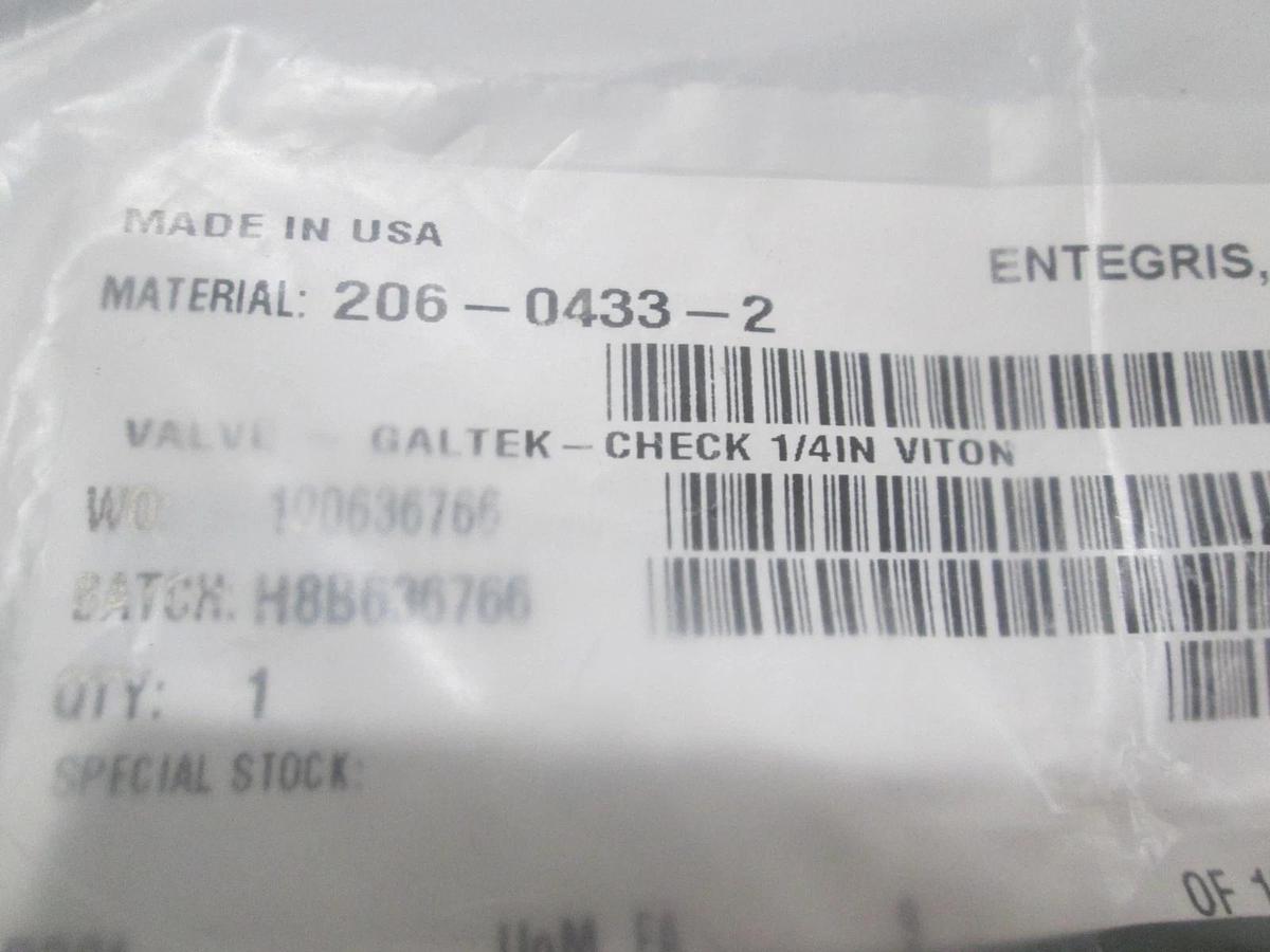 Entegris, 206-0433-2, Galtek-Check 1/4In Viton, New, Lot of 3
