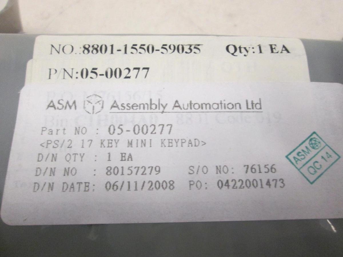 ASM, PS/2 17 Key Mini Keypad, 05-00277, New