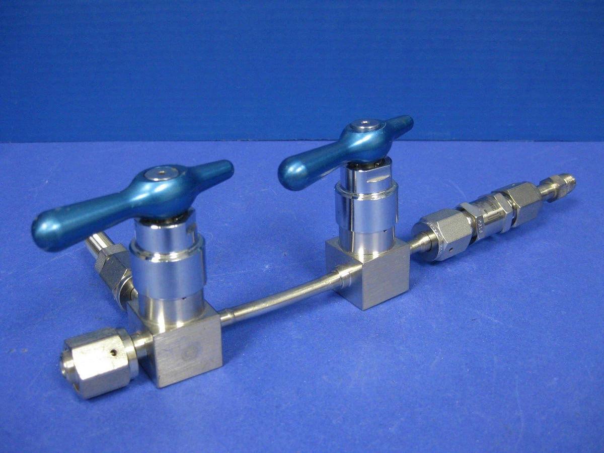 Used Semi-gas Manual Shut Off Flow Valve Assy w/ Parker Line Check Valve, Used