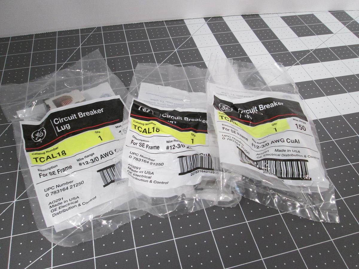 GE, TCAL18, Circuit Breaker Lugs, 150A SE150 Frame #12-3/0 AWG NEW Lot of 6