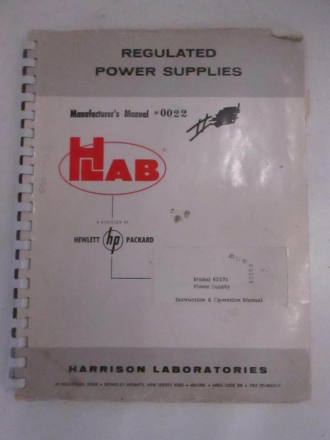 Used HP Model 6267A Power Supply Instruction and Operating Manual, Used
