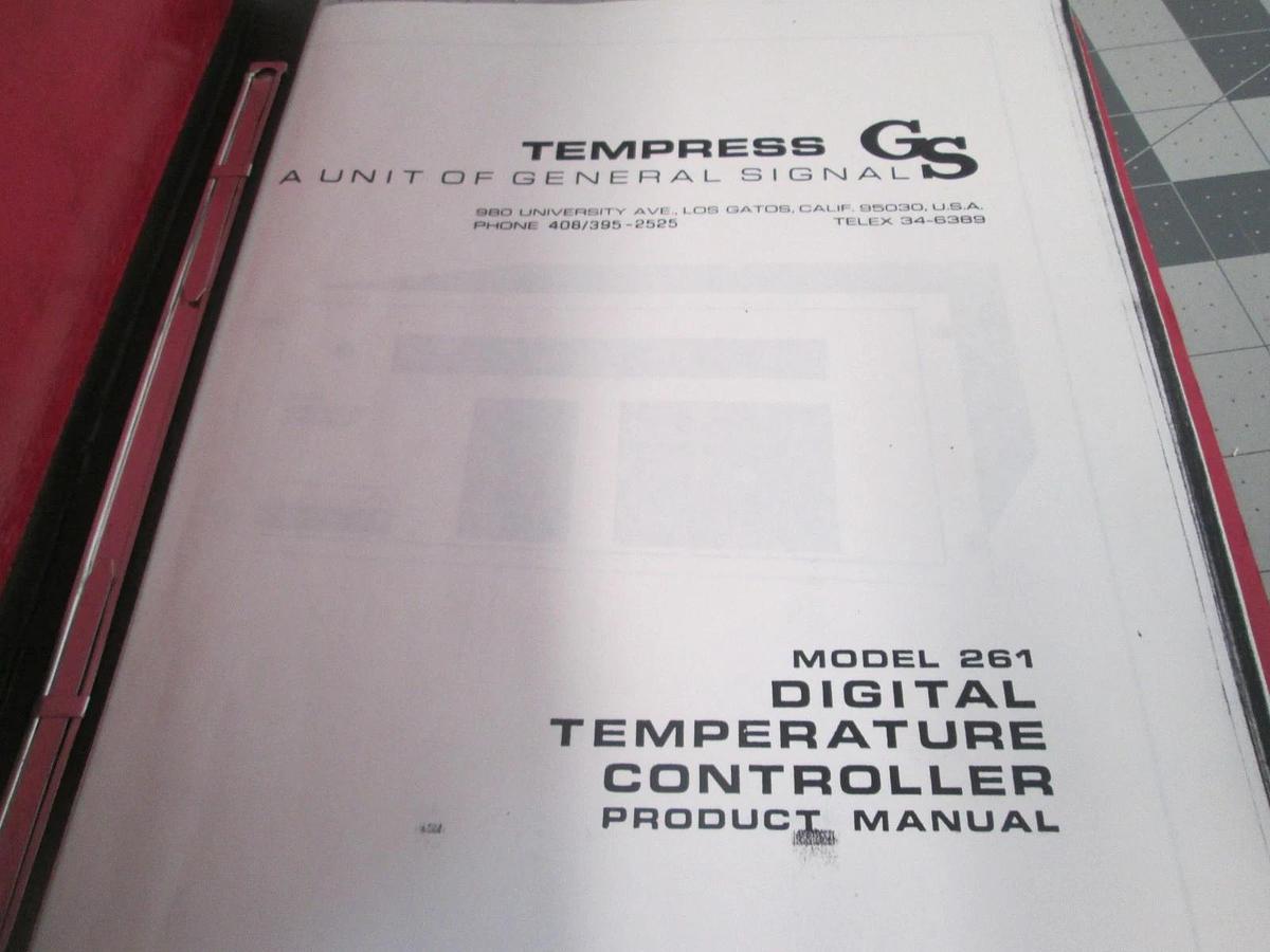 Used Tempress, Model 261, Digital Temperature Controller Product Manual, Used